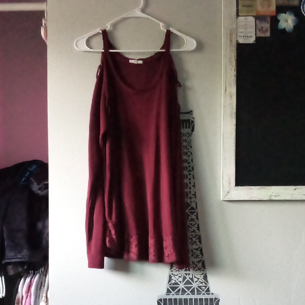 Maurices Deep Red Long Sleeve Top
